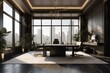 © Ibrahim - 3D model of a luxurious office located at the top floor of a building. Generative AI