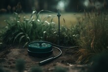 Automatic Watering Device For Outdoor Grassy Area. Generative AI
