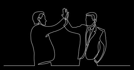 Wall Mural - continuous line drawing vector illustration with fully editable stroke of close friends together as 