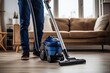 Expert Carpet Cleaners. Janitor Vacuuming. AI