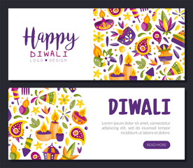 Canvas Print - Happy Diwali Bright Purple Web Banner Design Vector Template