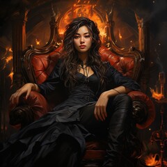 Wall Mural - queen of vampires on a throne