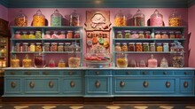  a colorful candy shop with a lot of candy on the shelves.  generative ai