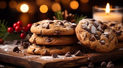 Sugar Dusted Chocolate Chip Cookies with Seasonal Backdrop