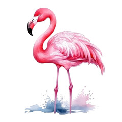 Canvas Print - Watercolor pink flamingo isolated