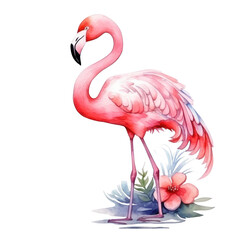 Canvas Print - Watercolor pink flamingo isolated