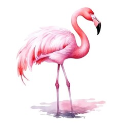 Canvas Print - Watercolor pink flamingo isolated