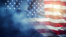 Veterans Day Background Poster Banner Greeting Card Background Banner Template - American Flag, Blue Aquarelle Texture And Lettering Generative AI