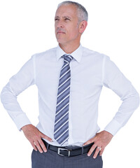 Sticker - Digital png photo of focused caucasian businessman standing on transparent background