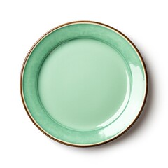 Empty Green Plate Isolated of a White Background