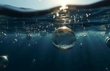 Aufkleber - Colorful bubbles floating in water. Generative ai