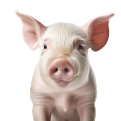 Wall Mural - a pink piglet portrait front facing,  in a PNG, in a Farm animal-themed, isolated, and transparent photorealistic illustration. Generative ai