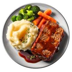 Wall Mural - Delicious Plate of Meatloaf and Mashed Potatoes Isolated on a Transparent Background | Generative AI