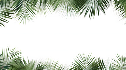 overlay frame from fresh green jungle palm leaves 
