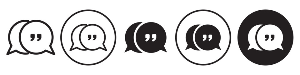 Testimonial symbol Icon. Sign of quote of people talk on social media or on blog speech. Vector set of dialogue citation of customer feedback 