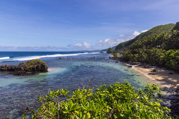 Beautiful landscape view of the National Park of American Samoa on the island of Tutuila.