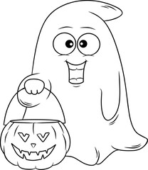 Sticker - Halloween ghost line art for coloring book page