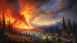 Illustration of heat and billowing smoke of a raging forest fire.