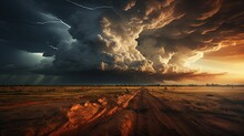 Image Of A Storm Front Advancing Over An Open Landscape.