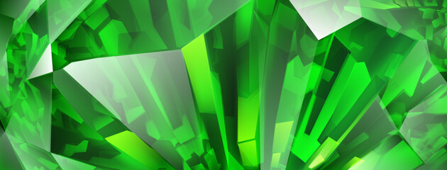 Canvas Print - Abstract crystal background in green colors with highlights on the facets and refracting of light