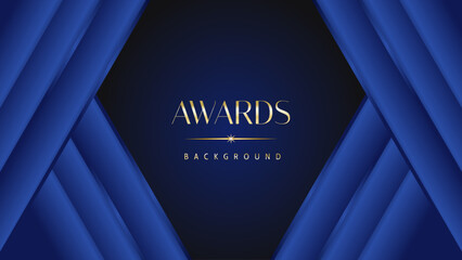 Wall Mural - Dark blue golden royal awards graphics background. Lines growing elegant shine spark. Luxury premium corporate abstract design template.