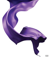Wall Mural - Flying purple silk textile fabric flag background. Smooth elegant purple Satin Isolated on white Background for grand opening ceremony. Flying purple silk vertical image. 3d vector illustration