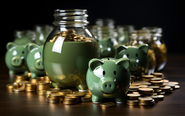 Piggy bank savings and investment concept