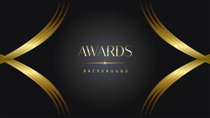 Golden awards background. Lines growing elegant shine spark. Luxury premium corporate abstract design template.