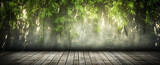 Fototapeta Sypialnia - empty wooden surface blurred bamboo tree background
