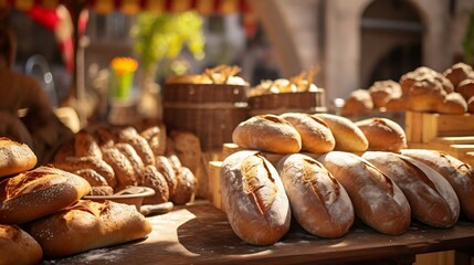 a table full of bread