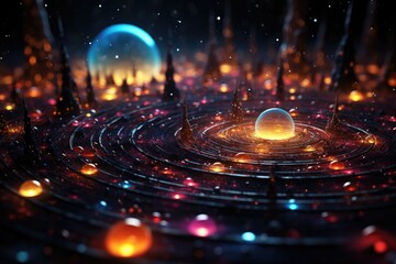 orbit of universe colourful abstract background. generative ai