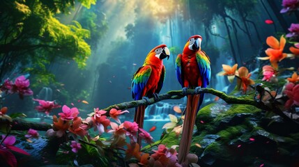 two birds sitting on a branch