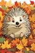 cartoon depiction a cute hedgehog or porcupine