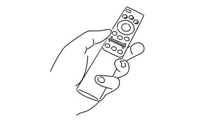 line art of hand holding remote