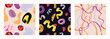 © TWINS DESIGN STUDIO - Set of doodle in seamless pattern. Abstract art background vector design with childish scribble, wavy, geometric shapes in vibrant color. Fun creative illustration for kids, fabric, prints, cover.