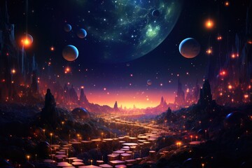 Orbit of Universe colourful abstract background. Generative AI