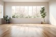 © itchaznong - Empty room and wall and wooden floor with interesting with glare from the window. Interior background for the presentation. Generative AI