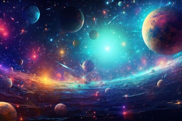 Orbit of Universe colourful abstract background. Generative AI