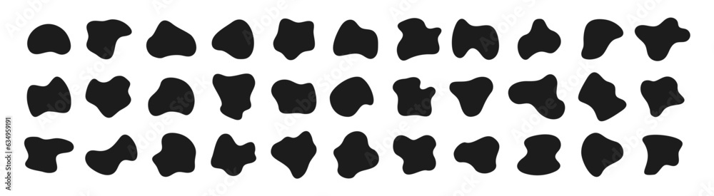 Vector abstract blob shapes set. Irregular organic element kit. Amoeba ...