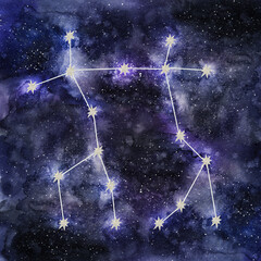 gemini sign zodiac, horoscope, astrology, astronomy, numerology, date of birth. hand draw watercolor