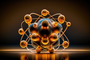 Wall Mural - atomic nucleus electrons neutrons protons. model shows that an atom is mostly empty space, with elec