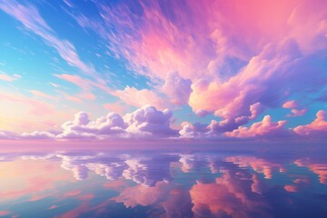 Wall Mural - Heaven, paradise sky, enlightenment and spirituality. Pastel iridescent sky