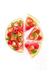 Sticker - watermelon sliced with fresh berries fruits