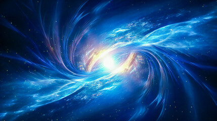 Aufkleber - abstract swirl of light in blue space. generic technology and science background illustration.