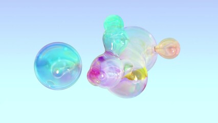 Aufkleber - A metaball animation of morphing liquid blobs. 3D Abstract Colorful Metaballs in the background. in 4K Ultra-HD. a seamless, looped 3D animation and an alpha matte.