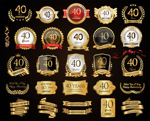retro vintage badges and labels anniversary collection vector illustration