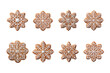 set of christmas gingerbread cookies in transparent background, generative AI