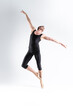 © danmorgan12 - Ballet Dancer Young Athletic Man in Black Suit Posing in Stretching Dance Pose Studio On White.