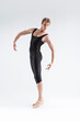 © danmorgan12 - One Caucasian Ballet Dancer Young Athletic Man in Black Suit Posing in Studio On White.