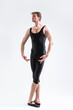 © danmorgan12 - Concentrated Contemporary Ballet Dancer Flexible Athletic Man Posing in Black Tights in Ballanced Dance Pose With Hands in Front